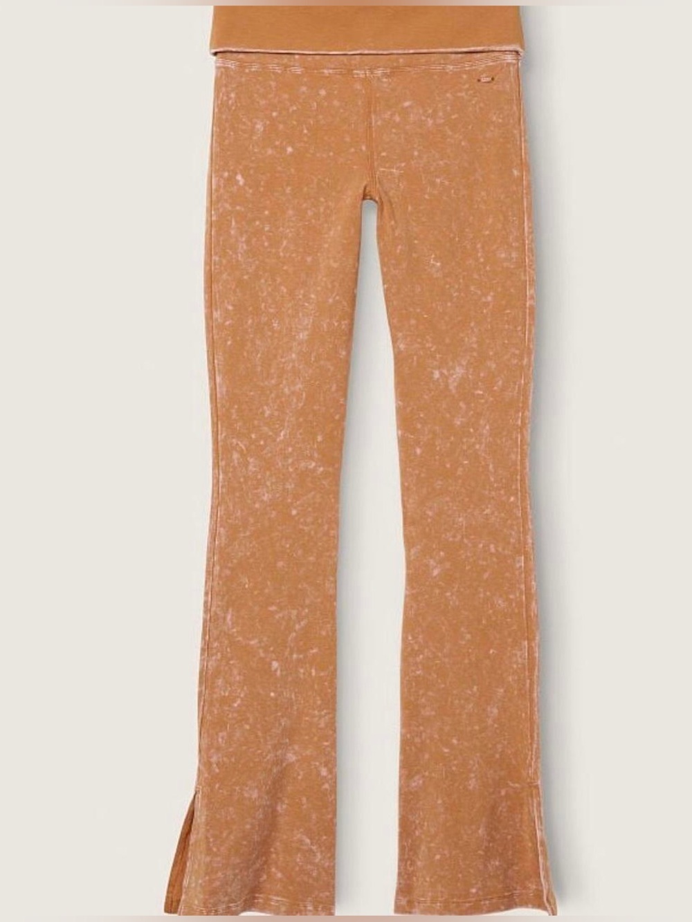 NWT! PINK VS Foldover Yoga Pants Y2K Burnt Orange Acid Wash Flare Leggings M
